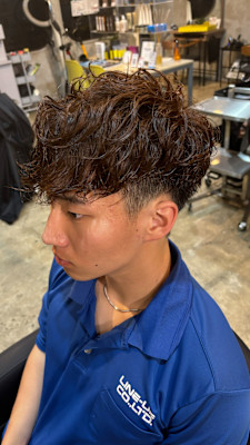 メンズショートマッシュスペインカールパーマメンズカラー