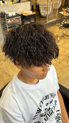 メンズマッシュカット波巻きツイストスパイラルパーマ