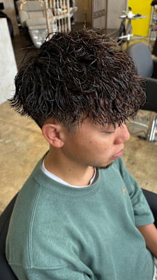 メンズマッシュカット波巻きツイストスパイラルパーマ