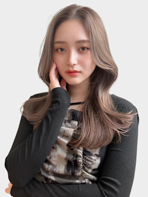 大人可愛いブリーチなし透明感ミルクティーベージュカラー