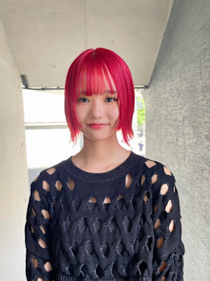 ハイトーンカラー　レッドカラー　チェリーレッド　ブリーチ