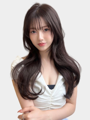 くびレイヤーエモージュ小顔カットシースルーバング大人ガーリー