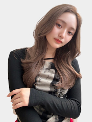 大人美人ハイレイヤーぱっつん前髪黒髪ロングワイドバンク小顔