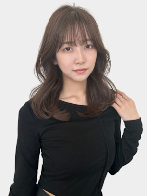 艶感前髪ワンカールサイドバングくびれ丸みヘア美髪大人美人