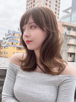 韓国ミディアムレイヤー大人かわいい20代30代40代カール