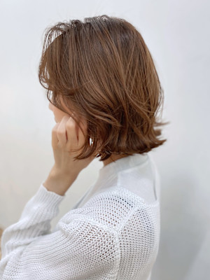 20代30代40代小顔切りっぱなし大人ボブイヤリングカラー