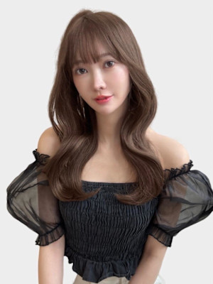 大人美人艶カラーベージュ小顔カット透明感レイヤーロング