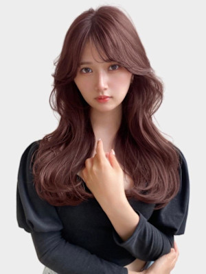 やわらかピンクブラウンワンホンレイヤーロング