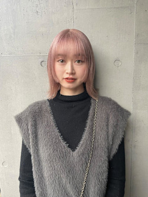 ピンクカラー　ハイトーンカラー　ミルクティーピンク