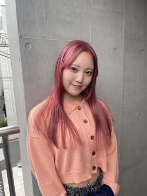 ピンクカラー　ハイトーンカラー　ミルクティーピンク