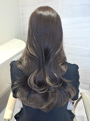 韓国レイヤー/くびれロング/シアーカラー/グレージュ