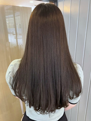 ミルクティーアッシュ 艶髪ロング 髪質改善 ブリーチなし