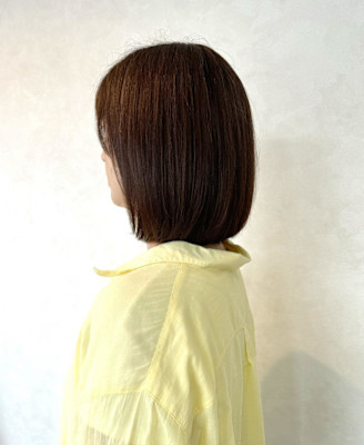 白髪染めOK・オレンジベージュ・大人美人ボブ