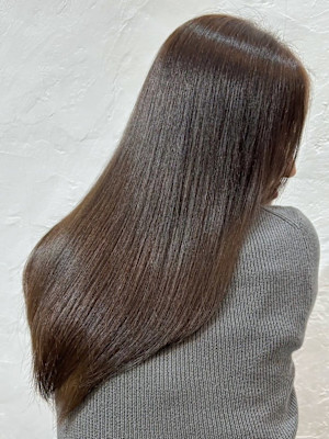 艶感 オーガニックカラー グレージュ 髪質改善トリートメント