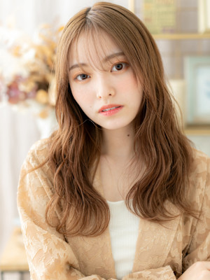 波巻きウェーブ大人ガーリーフェミニンロング　ことりベージュ