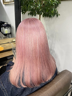 ピンクカラー　ハイトーンカラー　ミルクティーピンク