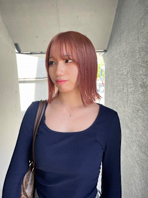 ピンクカラー　ハイトーンカラー　ミルクティーピンク