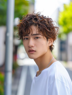 ツイストスパイラルパーマ　束感　ツーブロック