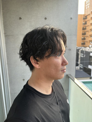 ゆるパーマ×センターパート