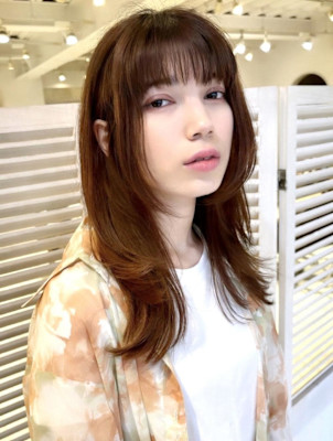 くびレイヤー/アースカラー/フェミニン[stylist竹田]