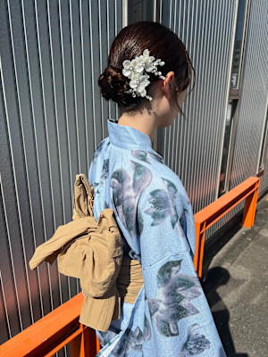 浴衣着付け、アップ