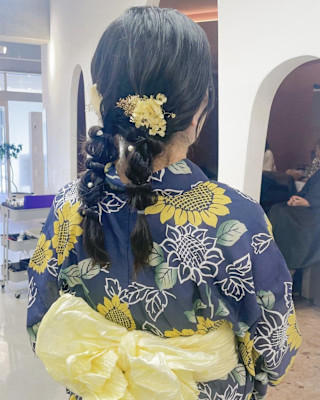 【hinari】#浴衣スタイル #編みおろしヘアアレンジ