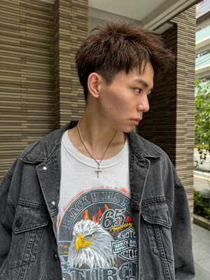 スパイラルパーマ/ナチュラルブラウンカラー/ツーブロック