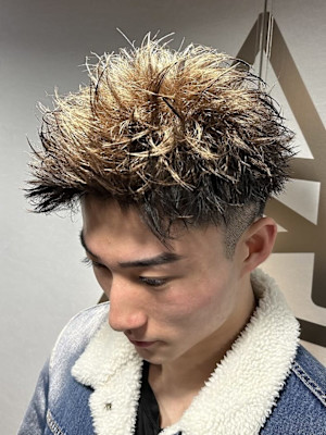 メンズ刈り上げショートツイストパーマスパイキーショート