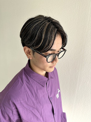 センターパート/ハイライト/メンズ