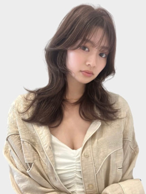 2wayバング韓国前髪シースルーセミロングヨシンモリカール