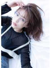 こなれミディ  ウェーブパーマ  ウェットヘア オリーブベー