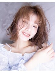 セミディ　シアーカラー　シースルーバング　切りっぱなしボブ