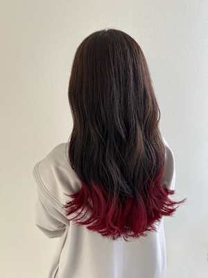 裾カラー/毛先カラー/グラデーションカ/エンドカラー/レッド