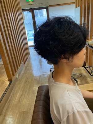 お客様髪質改善データ1323（ハリ生えグセにパーマを）