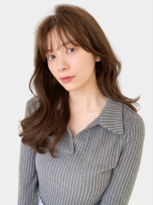 2wayバング韓国前髪シースルーセミロングヨシンモリカール