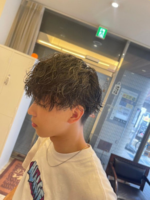 韓流☆ツイストパーマショートマッシュアッシュブラック