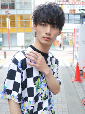 短髪マッシュアッシュブラックオーガニックカラー_59120