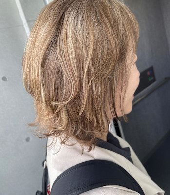 白髪ぼかしハイライト/上品ハイライト/ベージュ/ミルクティー