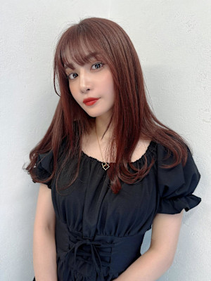 ピンクベージュ♪レッドベージュ♪　前髪♪