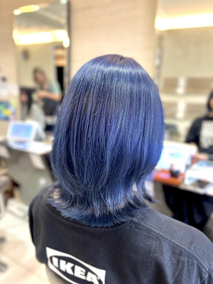 くびれボブミニウルフ透明感ネイビーブラックカラー