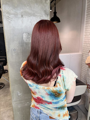 miu　ブリーチなしダブルカラーで艶々レッド