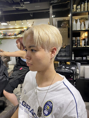 マッシュパーマ  アッシュブラック  ブルーグレージュ