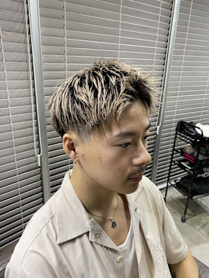 マッシュパーマ  アッシュブラック  ブルーグレージュ