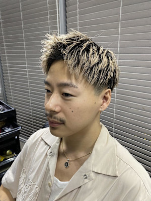 マッシュパーマ  アッシュブラック  ブルーグレージュ