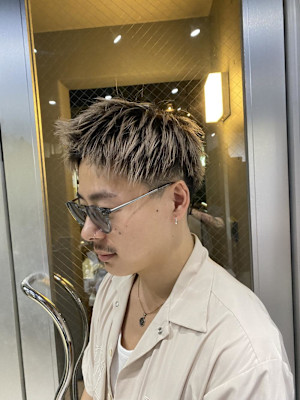 マッシュパーマ  アッシュブラック  ブルーグレージュ