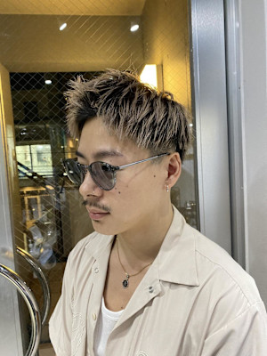 マッシュパーマ  アッシュブラック  ブルーグレージュ