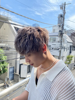 マッシュパーマ  アッシュブラック  ブルーグレージュ