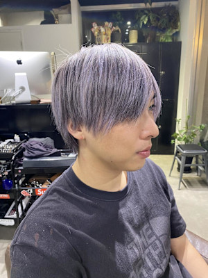 マッシュパーマ  アッシュブラック  ブルーグレージュ