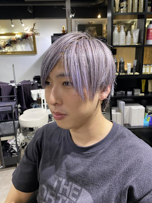 マッシュパーマ  アッシュブラック  ブルーグレージュ