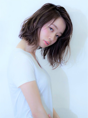 デジタルパーマ×外ハネボブ×ショコラベージュ　前髪